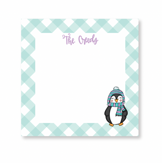 Winter Penguin Personalized Notepad