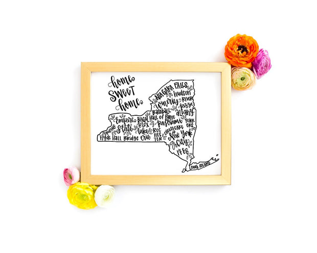 New York State 8 x 10 Hand Lettered Printable