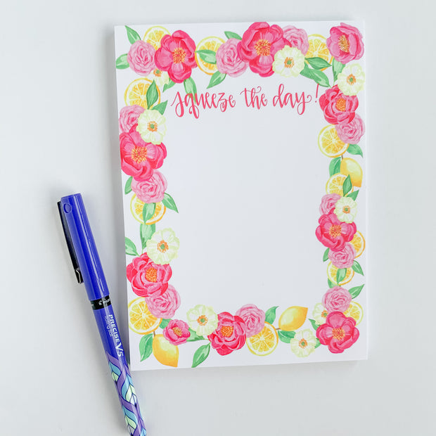 Squeeze the Day Floral Lemon Notepad