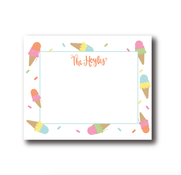 Personalized Ice Cream Flat Notecards