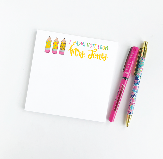 Personalized Teacher Happy Note Notepad