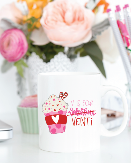 V is for Venti Valentine Coffee Mug