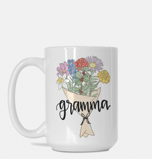 Custom Birth Flower Personalized Coffee Mug