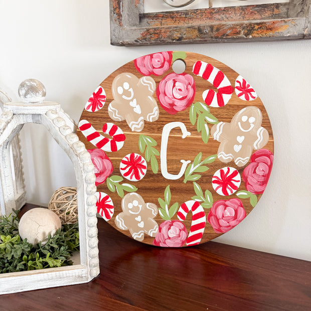 Gingerbread Floral Christmas Wood Board - BTBF Exclusive