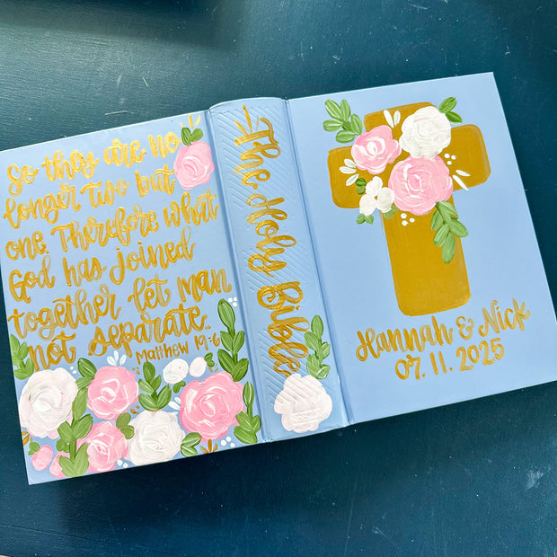 Hand Painted Floral Bible