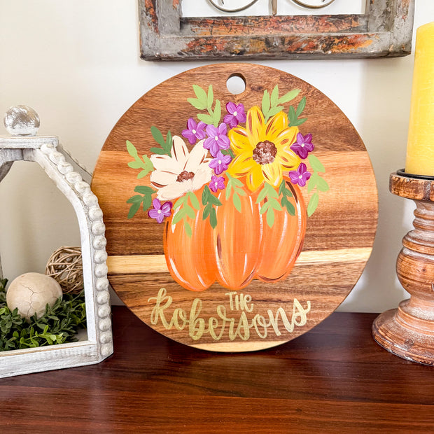 Hand Painted Pumpkin Personalized Wood Board