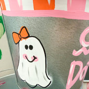 Personalized Bow Ghost Halloween Bucket