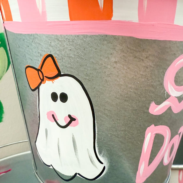 Personalized Bow Ghost Halloween Bucket