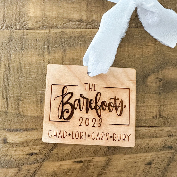 Personalized Family Names Engraved Ornament