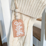 Personalized Wood Stocking Tag with Beads