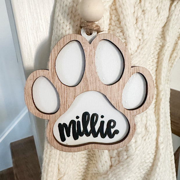 Pet Paw Print Personalized Stocking Tag