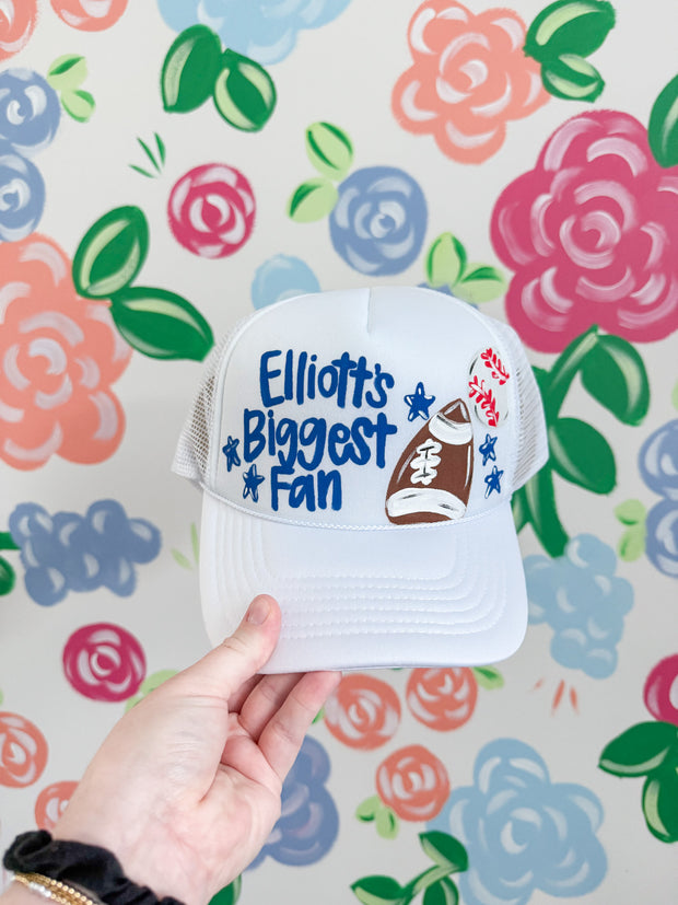 Biggest Fan Custom Hand Painted Trucker Hat