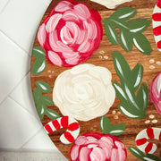 Christmas Floral Round Wood Board