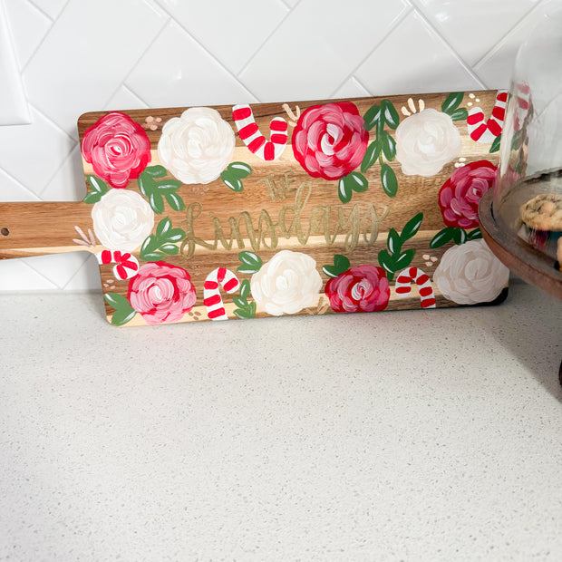 Christmas Floral Personalized Wood Board