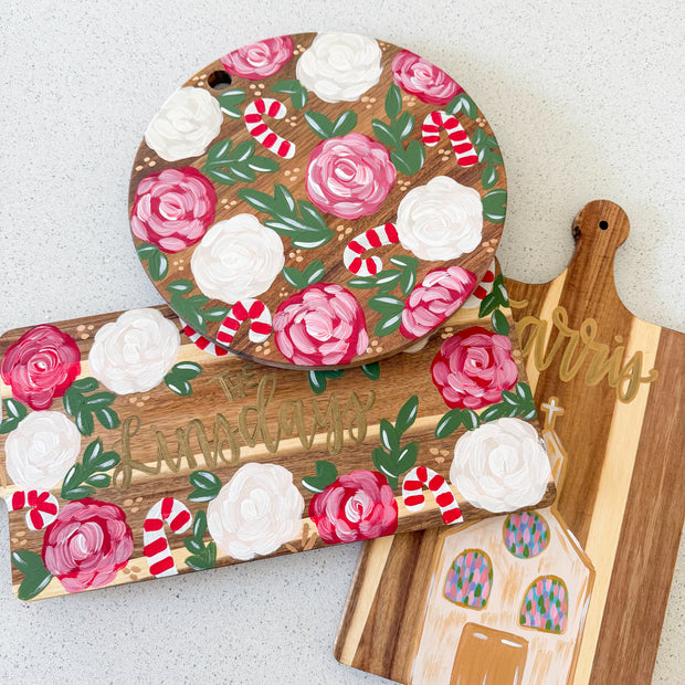 Christmas Floral Personalized Wood Board