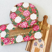 Christmas Floral Round Wood Board
