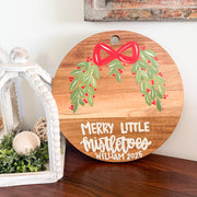 Merry Little Mistletoes Footprint Wood Board