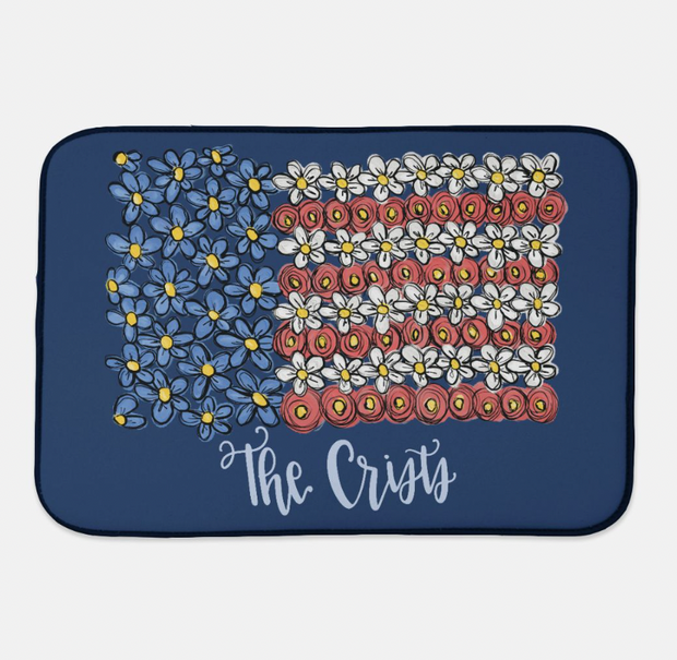 Floral Flag Personalized Drying Mat