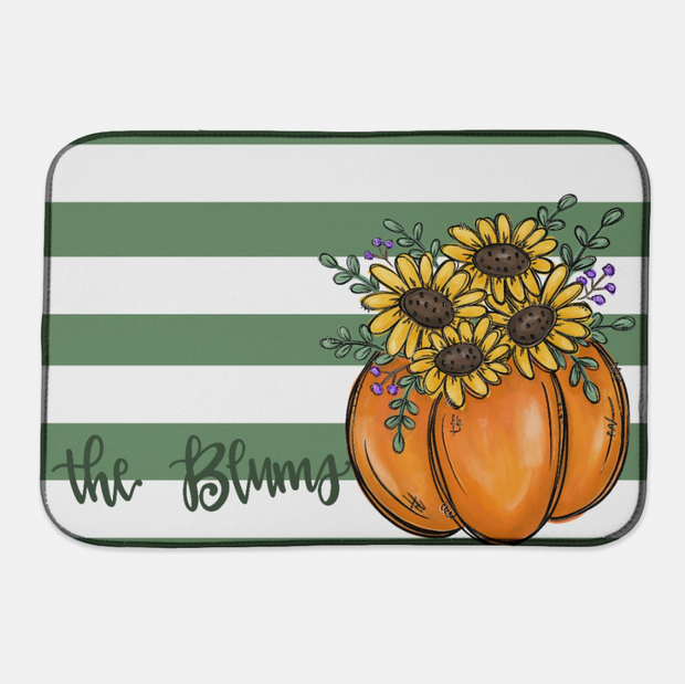 Floral Pumpkin Personalized Drying Mat
