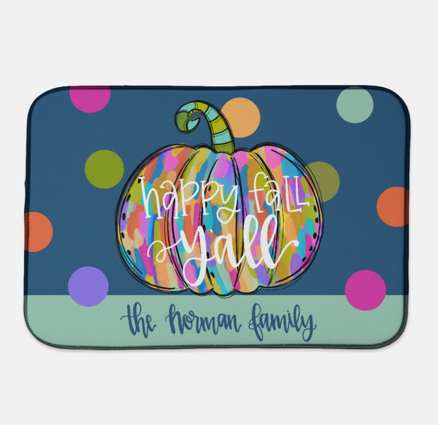 Rainbow Pumpkin Personalized Drying Mat