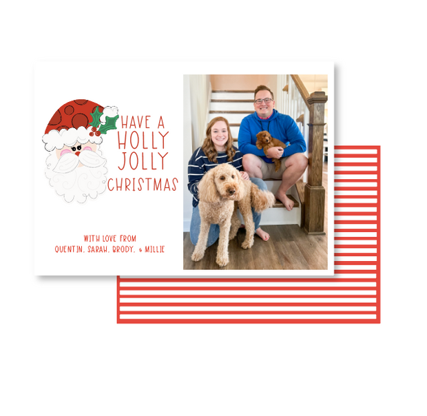 Holly Jolly Santa Semi Custom Christmas Card