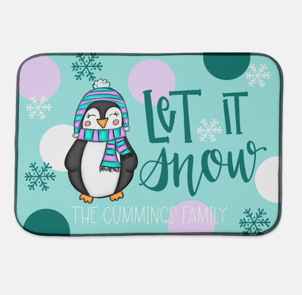 Let It Snow Penguin Dish Mat