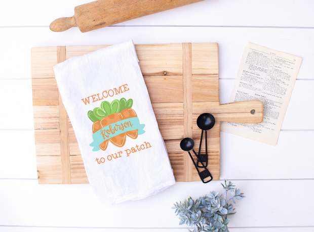 Welcome to Our Patch Personalized Tea Towel