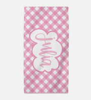 Hand Lettered Gingham Beach Towel