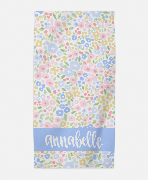 Ditsy Floral Personalized Beach Towel