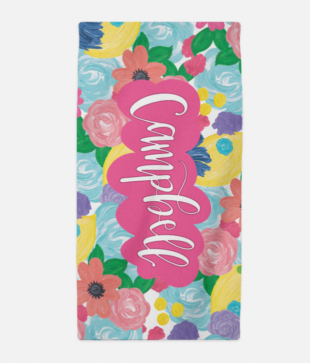 Signature Floral Personalized Beach Towel