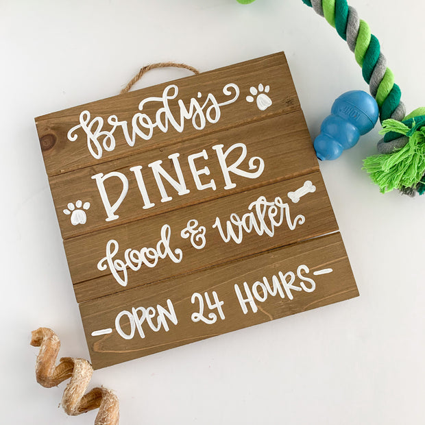 Personalized Pet Food Area Wood Sign