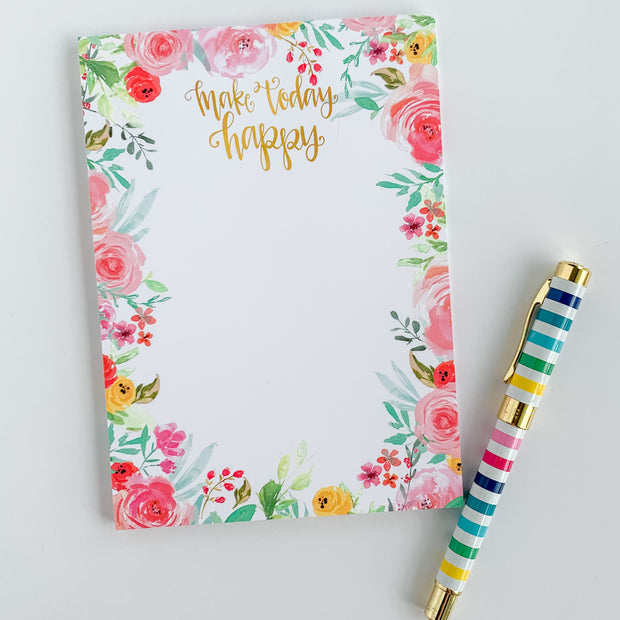 Make Today Happy Floral Notepad