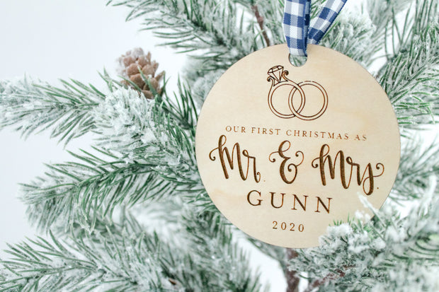Engraved Custom Mr. and Mrs. Ornament
