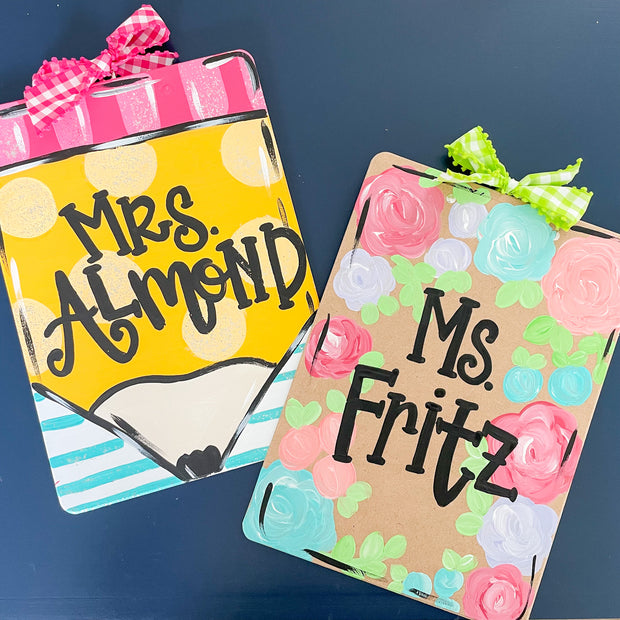 Personalized Floral Clipboard