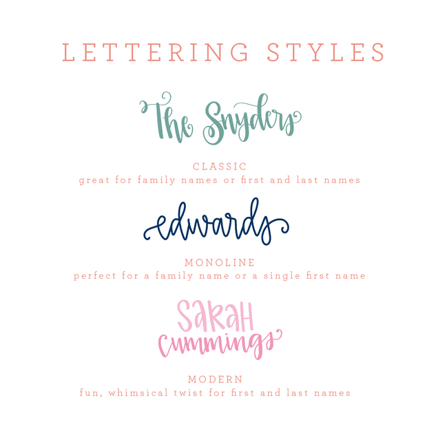Striped Custom Hand Lettered Flat Notecards