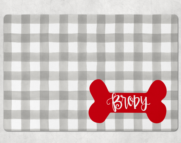 Personalized Gingham Pet Placemat