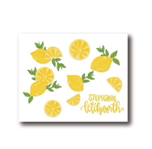 Personalized Lemon Folded Notecards