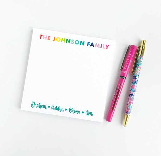 Colorful Family Name Personalized Notepad