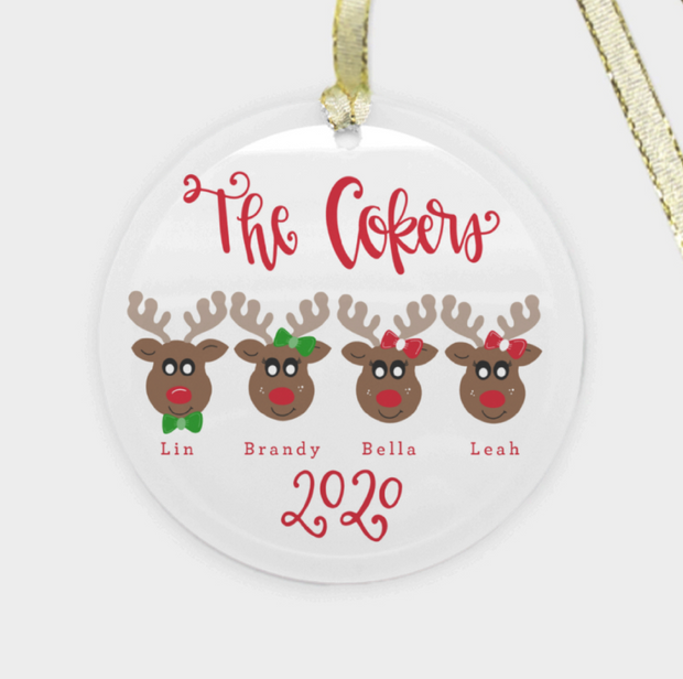Personalized Reindeer Family Christmas Ornament