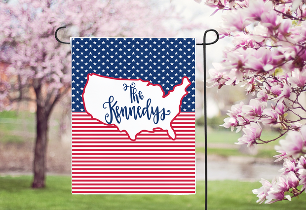Stars and Stripes Personalized Garden Flag