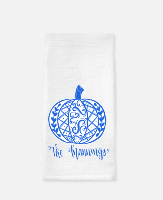 Chinoserie Pumpkin Personalized Tea Towel