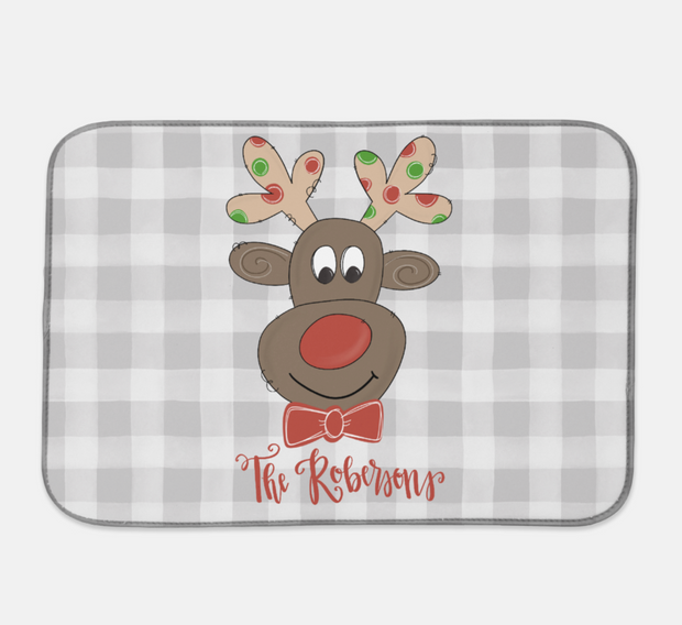 Reindeer Personalized Dish Mat