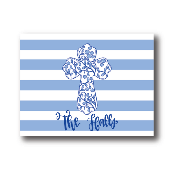 Personalized Chinoiserie Cross Folded Notecards