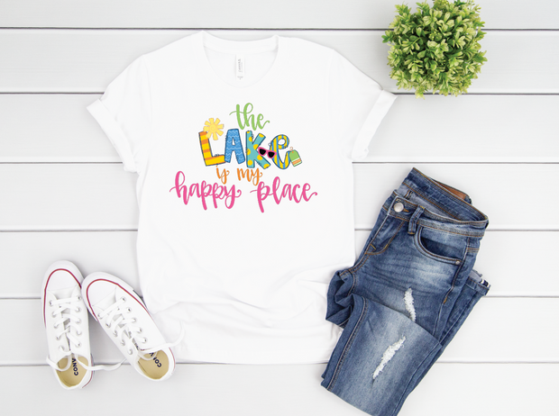 Lake is My Happy Place Adult Tee
