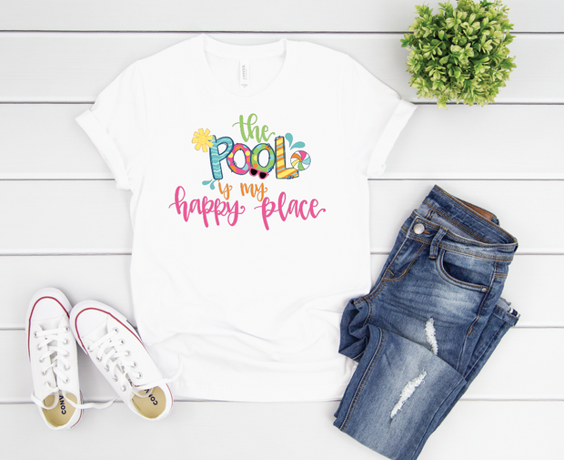 Pool is My Happy Place Adult Tee