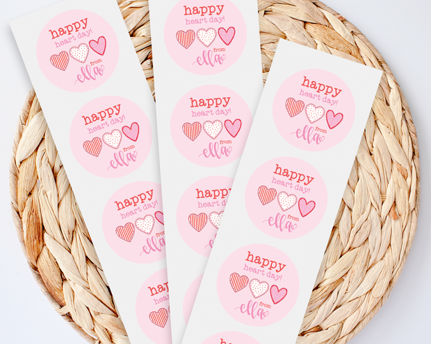 Happy Heart Trio Personalized Gift Label
