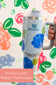 Jade 40oz Stanley Hand Painted Floral RHC Cup - PREORDER