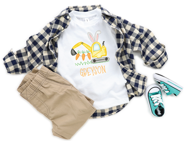 Easter Excavator Personalized Youth Tee