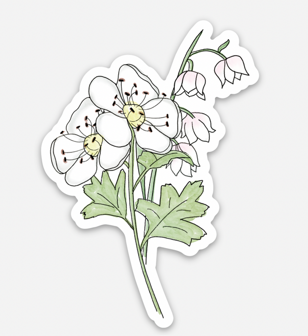 lily flower stickers May Birth Flower Sticker: Hawthorn and Lily of the Valley – The Redheaded Camel
