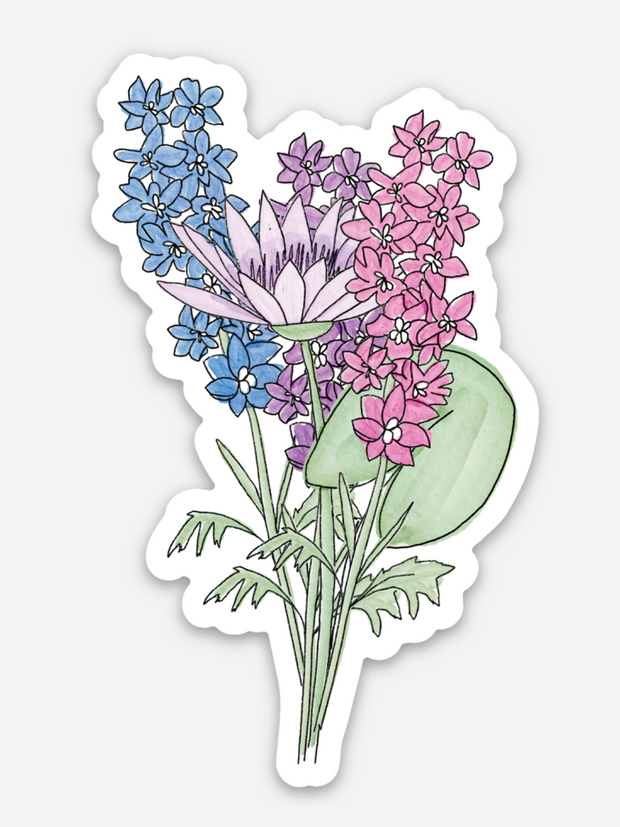 July Birth Flower Sticker: Water Lily and Larkspur